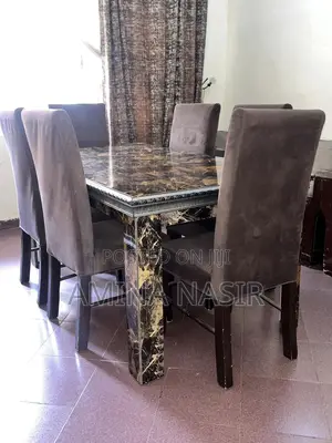 Neatly Used Marble Top Dinning Table With Six Chairs