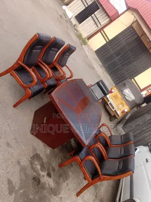 Imported Executive Conference Table With 7 Sturdy Padded Chairs