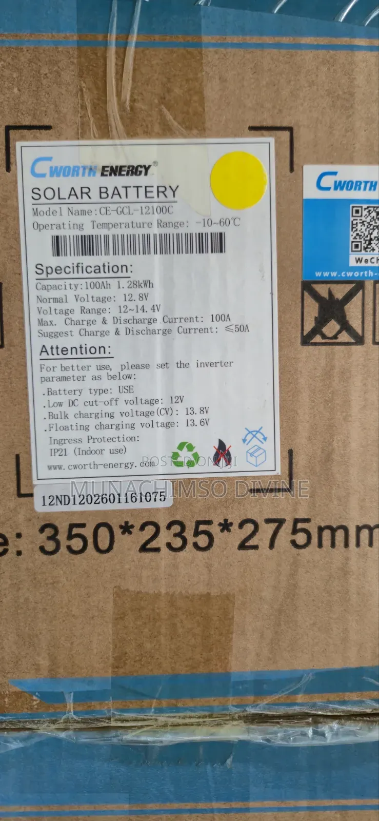 1.8kwh Cworth Lithium Battery