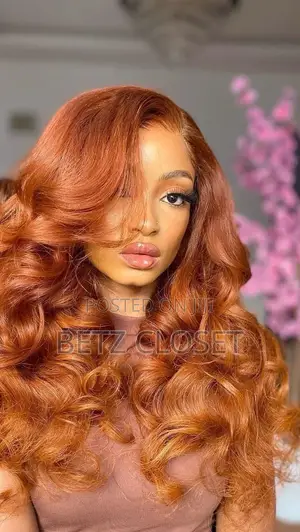 Full Frontal Human Hair Layered Bouncy Wig in Ginger