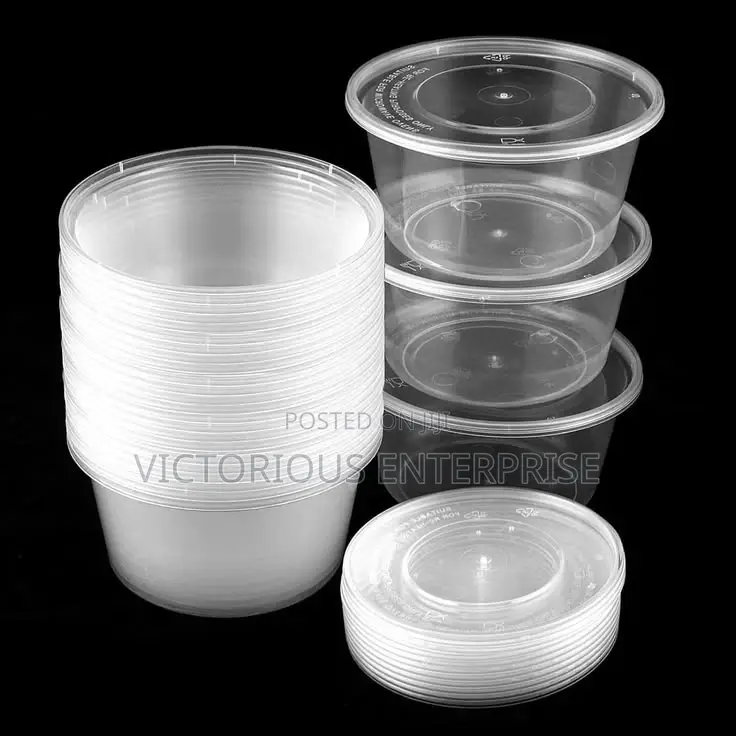 Clear Round Plastic Food Container With Lid ( 50pacs )