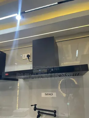 Black T-Shape Wall-Mounted Kitchen Extractor Hood.