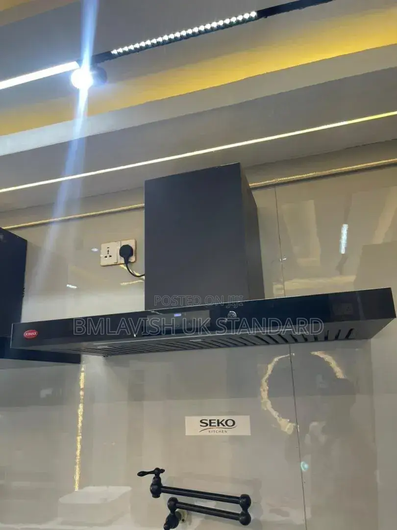 Black T-Shape Wall-Mounted Kitchen Extractor Hood.