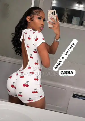 Sexy Shein Cherry Print Lettuce Trim Romper