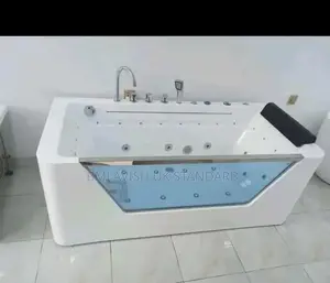 White Acrylic Rectangular Whirlpool Jacuzzi With Glass