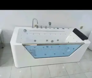 White Acrylic Rectangular Whirlpool Jacuzzi With Glass