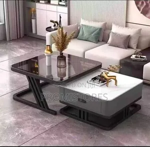 Real Marble and Glass Twin Centre Table With Drawer