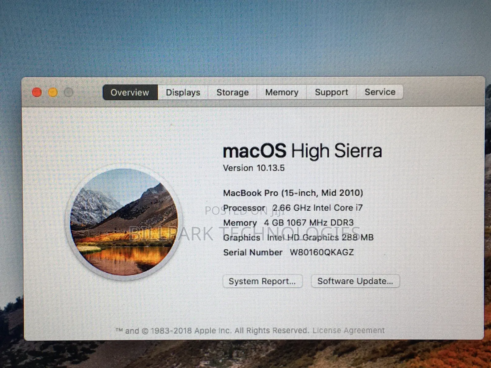 Laptop Apple MacBook Pro 2010 4GB Intel Core i7 HDD 750GB