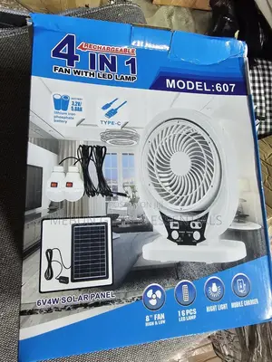4in1 Solar Rechargeable Fan With Led Lamp