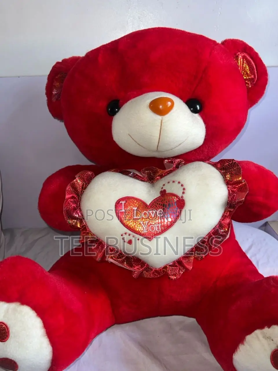 Red Medium-Sized Teddy Bear With Heart