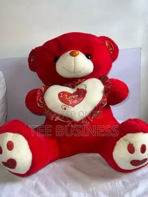Red Medium-Sized Teddy Bear With Heart