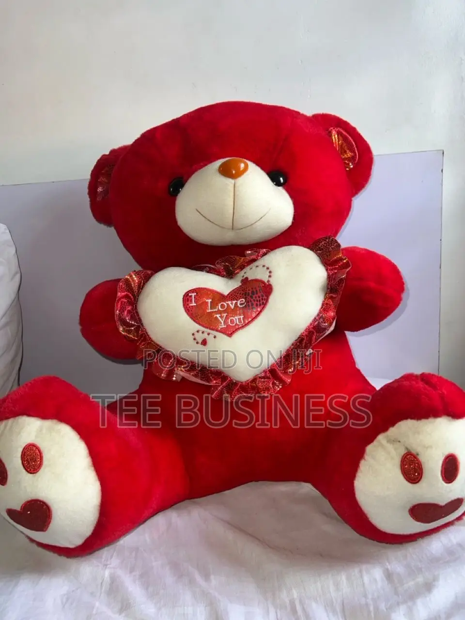 Red Medium-Sized Teddy Bear With Heart
