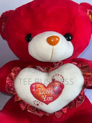 Red Medium-Sized Teddy Bear With Heart