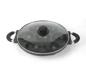 Smp 7 Holes Round Shape Non Stick Masa/Bean Cake Pan With Glass Lid