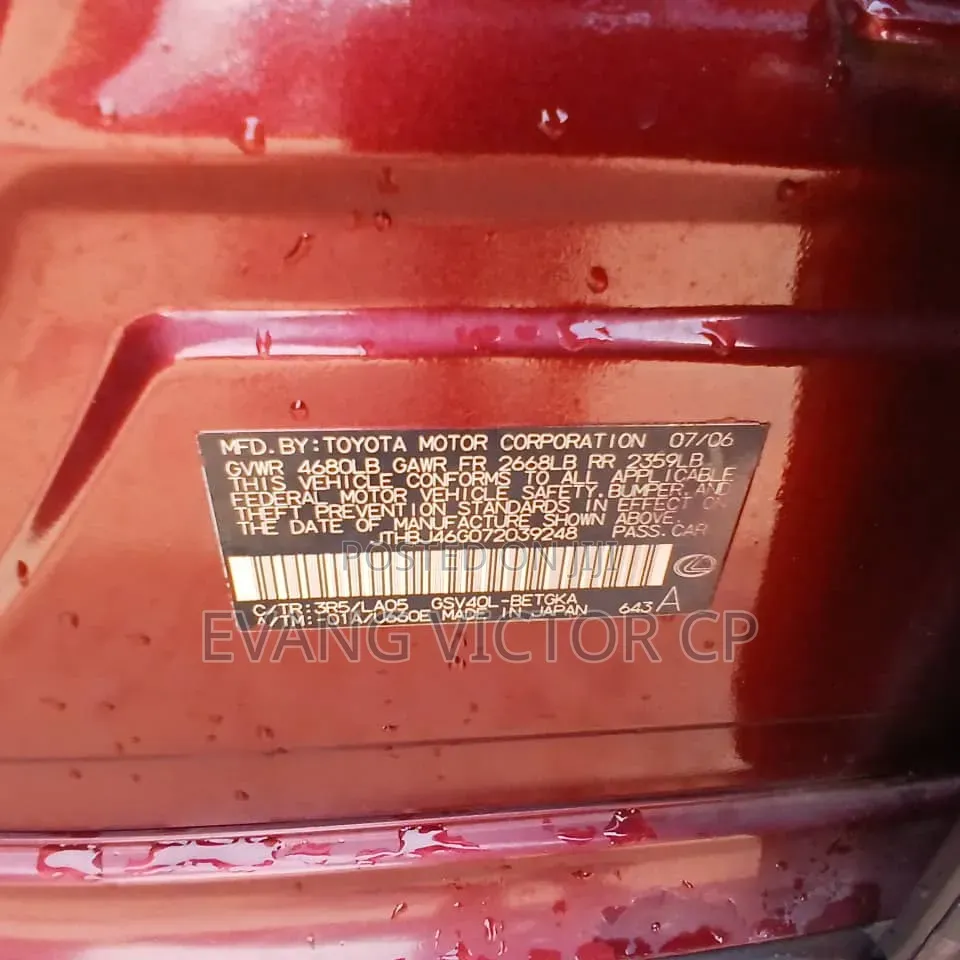 Lexus ES 350 2007 Red