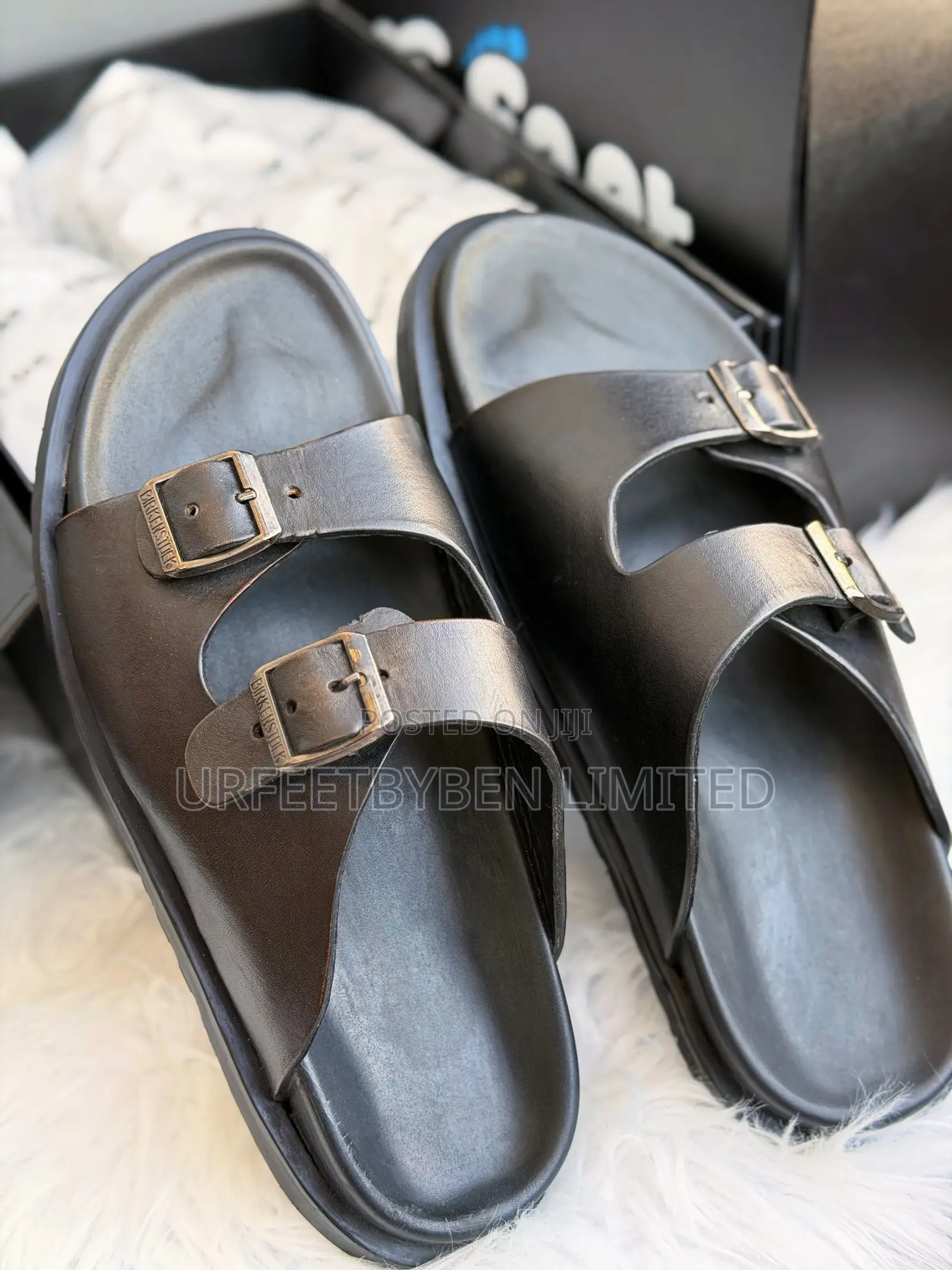Black Double Strap Buckle Slides