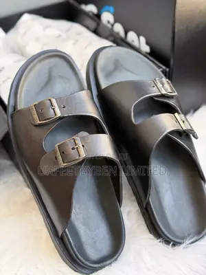 Black Double Strap Buckle Slides