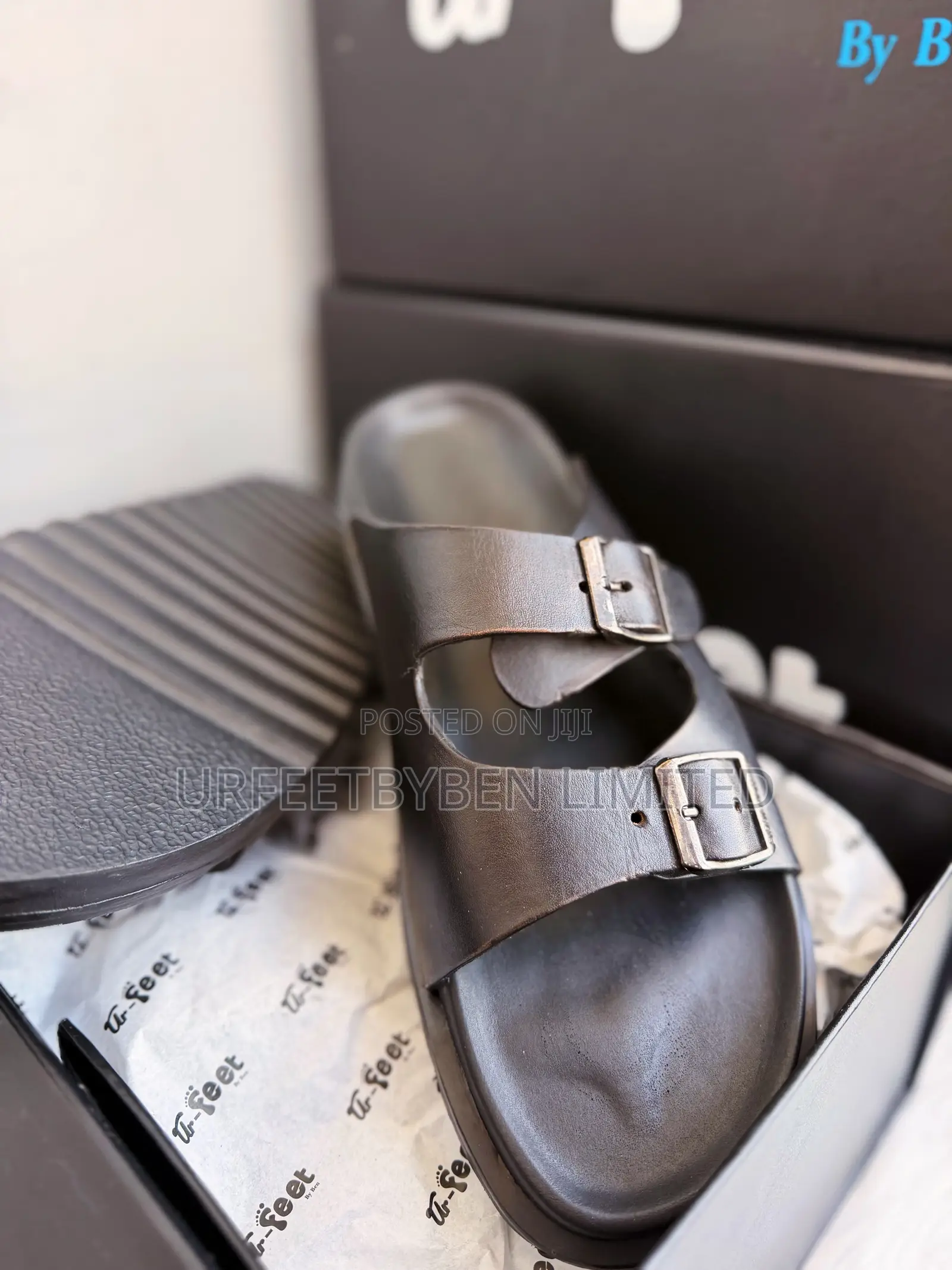 Black Double Strap Buckle Slides