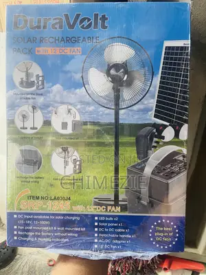 Duravolt Solar Rechargeable Pack With 12”Dc Standing Fan