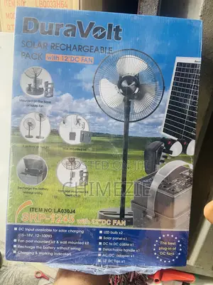 Duravolt Solar Rechargeable Pack With 12”Dc Standing Fan