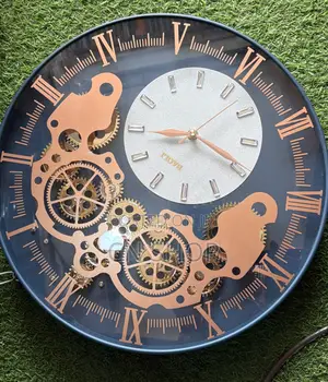 Round Clock Gold and Black