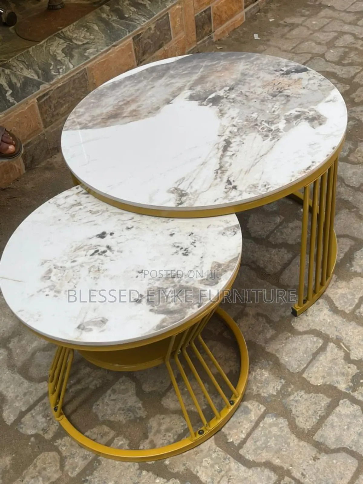 Centre Table 1+1 Stone Top Gold Leg