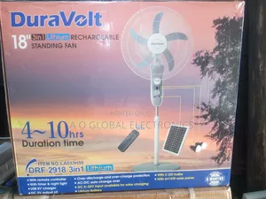 Duravolt 18" Solar Rechargeable Fan
