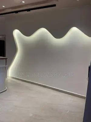Modern Feature Wall With Hidden Lighting + Pop Ceiling Design (Abuja)