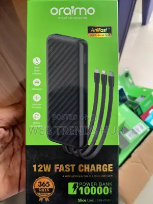 Oraimo 10,000mah Slice Link Powerbank (Opb-P5101) With Built-in Cables