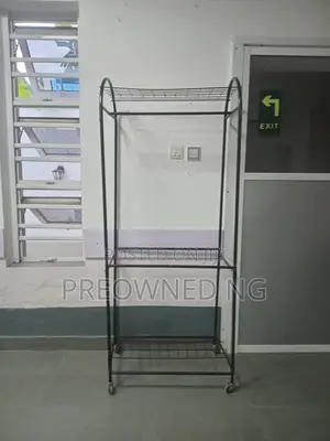 Mobile Clothes Hanger With Shoe and Hat Racks
