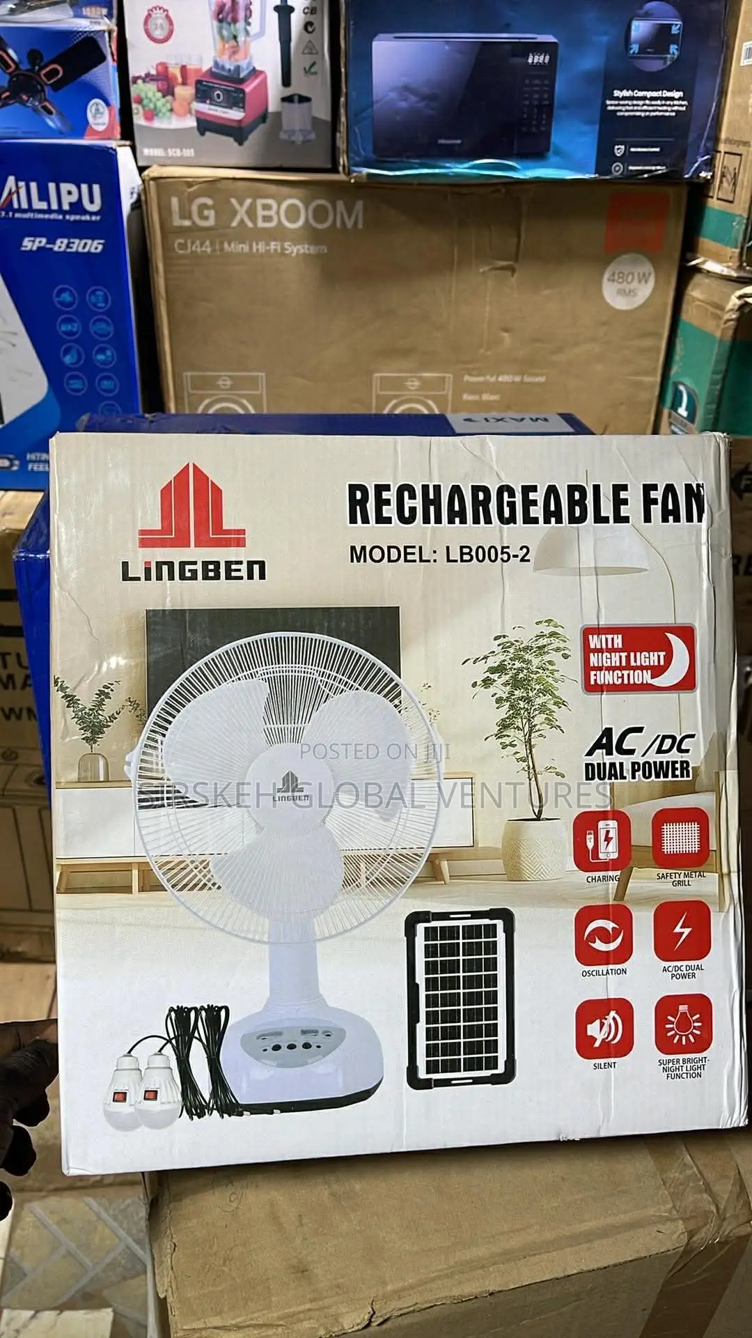 12” Table Top Lingben Solar Fan