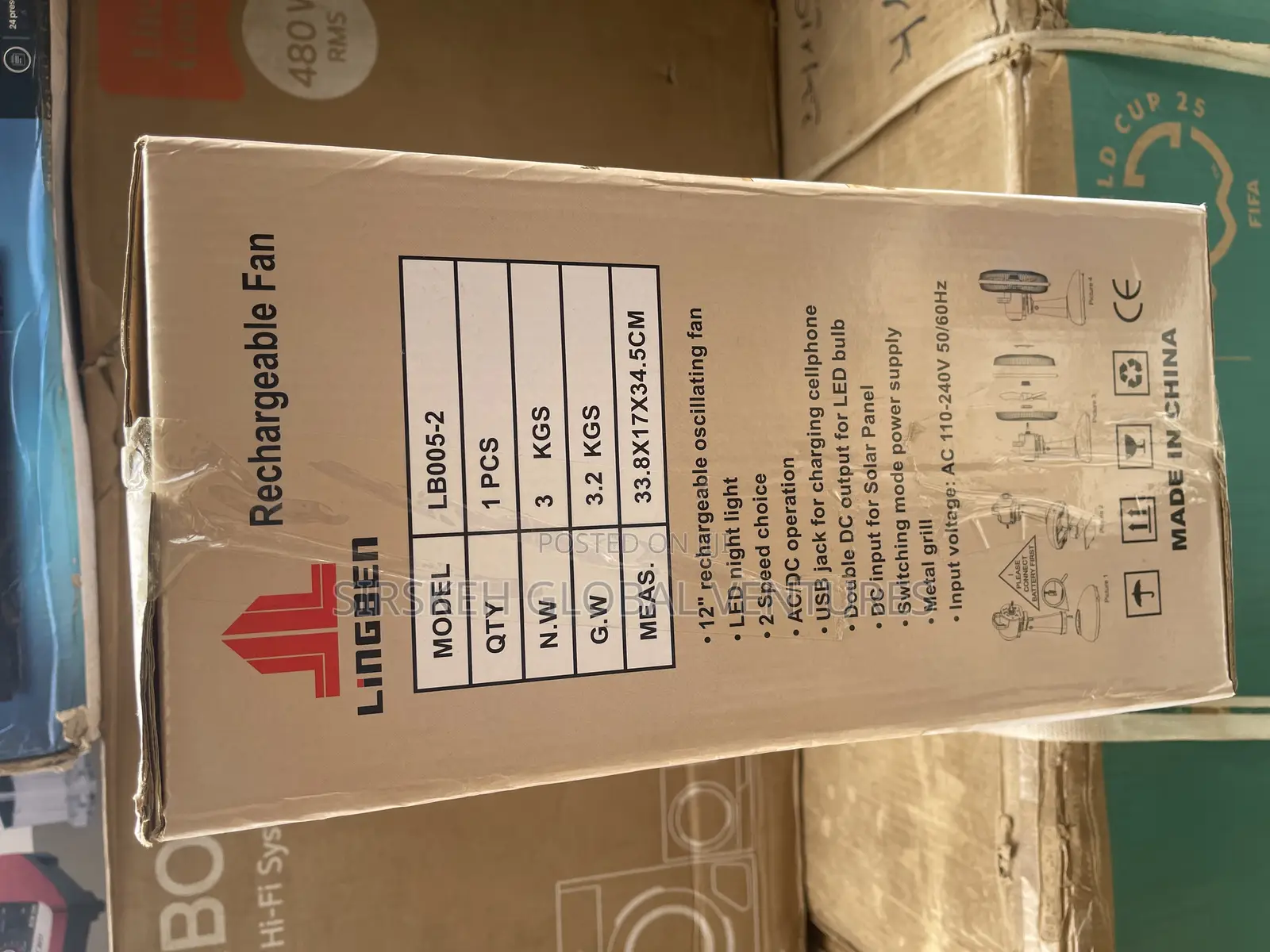 12” Table Top Lingben Solar Fan