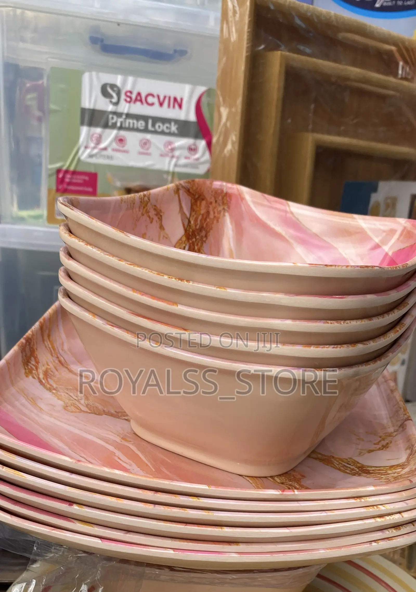 12pcs Wood Grain Unbreakable Ceramic Plate Set
