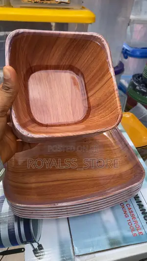 12pcs Wood Grain Unbreakable Ceramic Plate Set