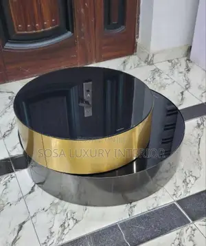 Premium Black and Gold Round Centre Table