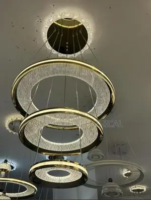 Gold 3-Tier Crystal Ring Chandelier