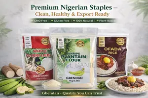 Ofada Rice, Garri Ijebu and Unripe Plantain Flour