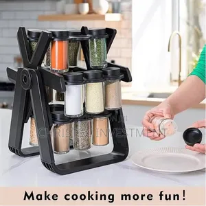 Rotating Spices Rack With 18 Glass Jars Ferris Wheel Design