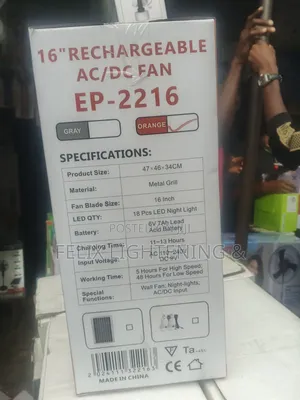 Rechargeable and Solar Wall Fan (Ac/Dc)