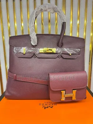 Hermes Birkin-Style Leather Handbag With Mini Pouch