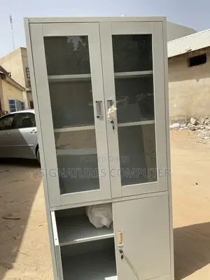 Double Door Half Glass With Lower Storage