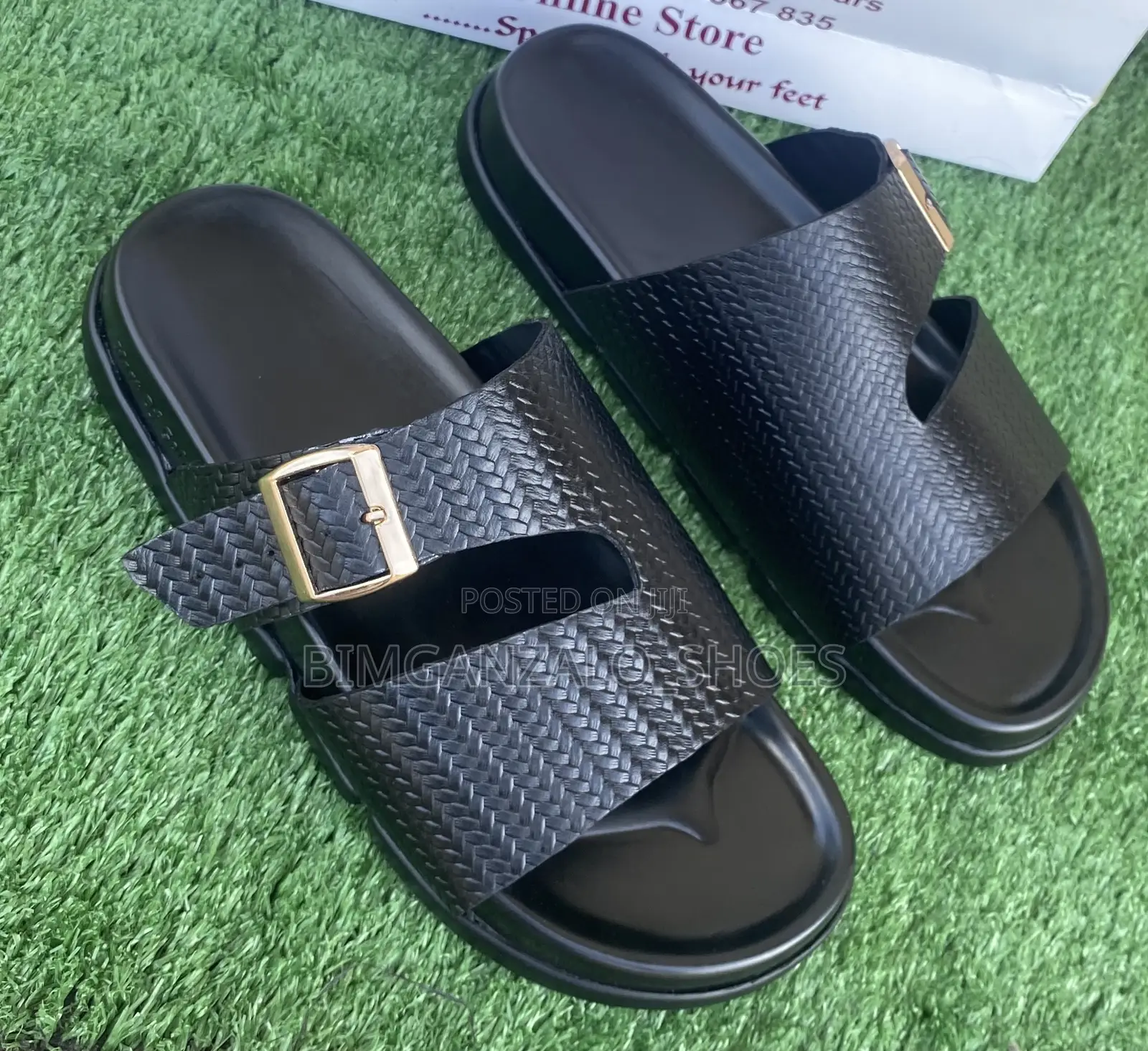 Men Durable Basket Leather Slide