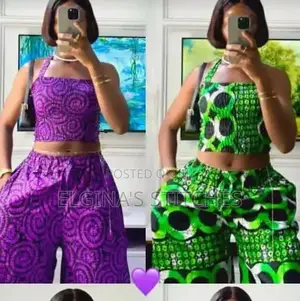 2piece Ankara Pant Trousers and Elastic Top