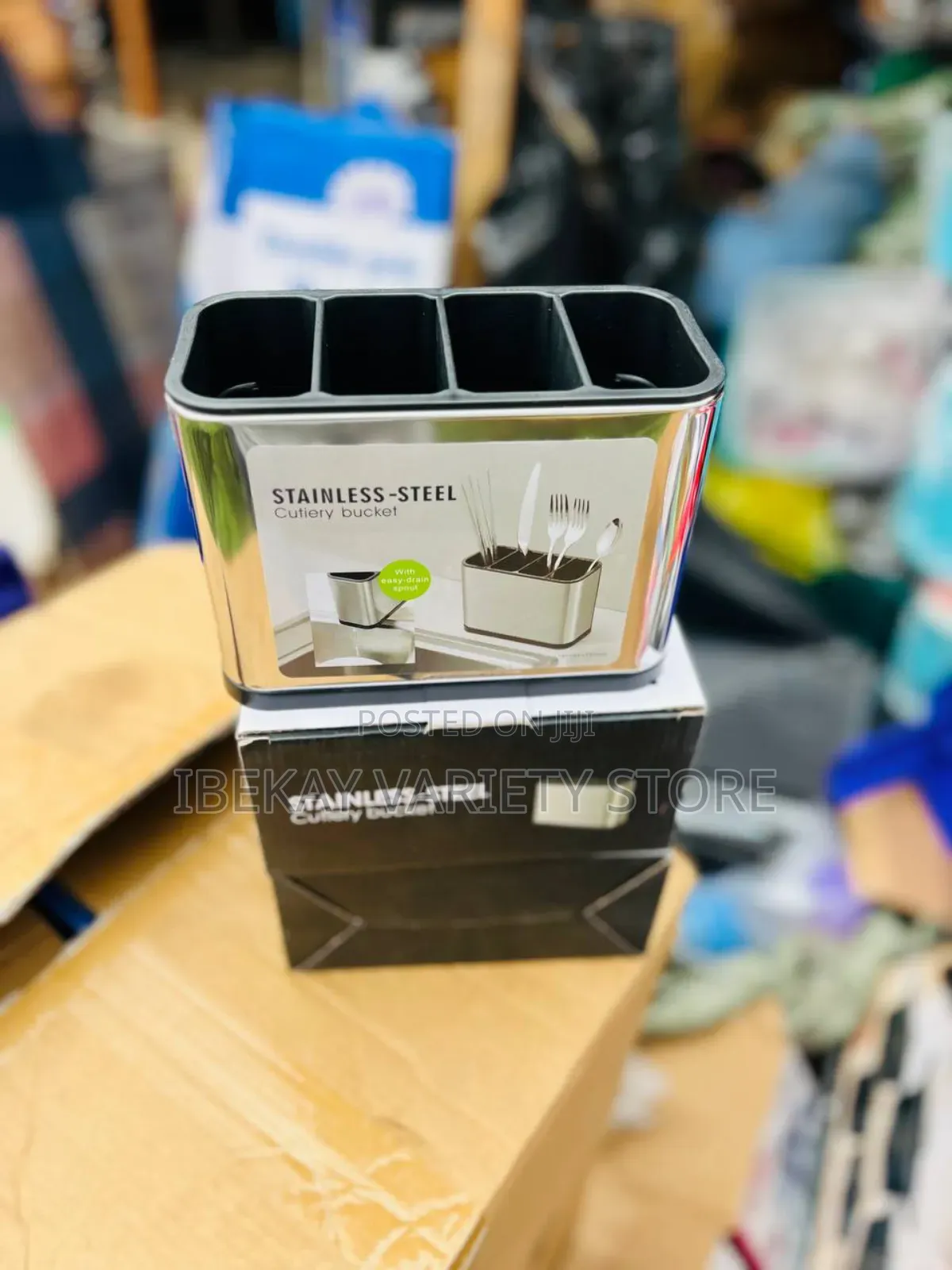 Stainless Steel Cutlery Bucket