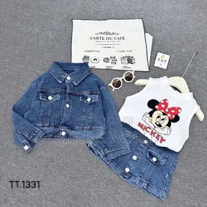 Children Clothing: Girls 3in1 Jean Set for Kids, Trendy Denim Outfit.