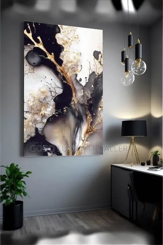 Modern Black and Gold Abstract Art