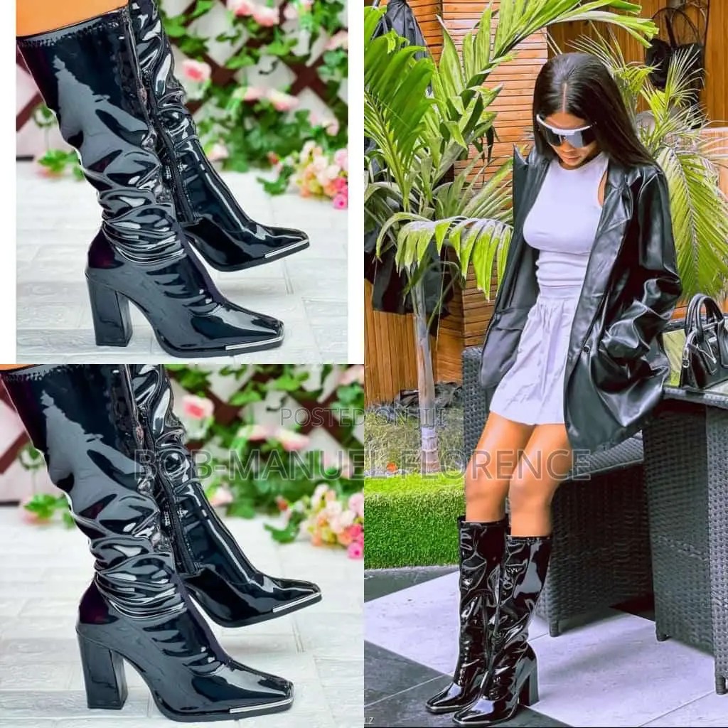 Leather Knee Heel Boots