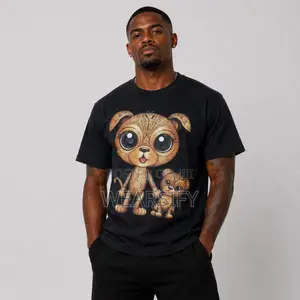 Cartoon Lion Cub Black T-Shirt – Oversize Heavyweight Graphic Tee