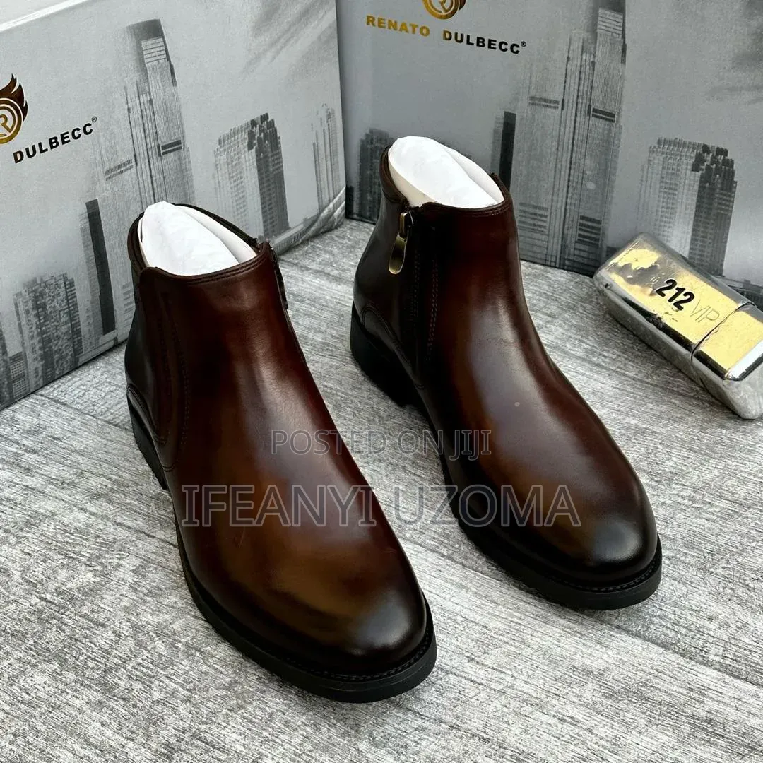Zip Down Brown and Black Men Boots
