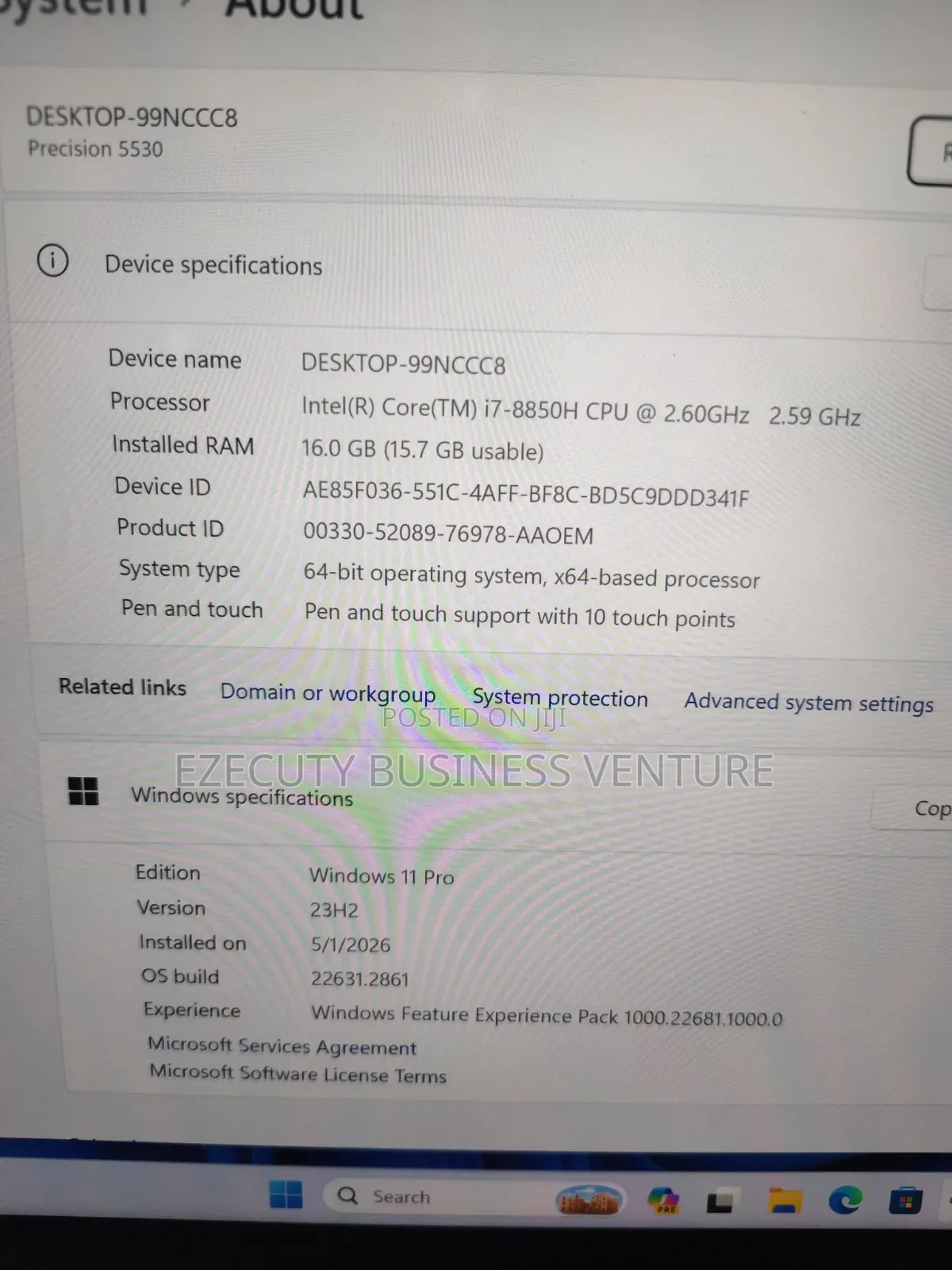Laptop Dell Precision 5530 16GB Intel Core i7 SSD 512GB